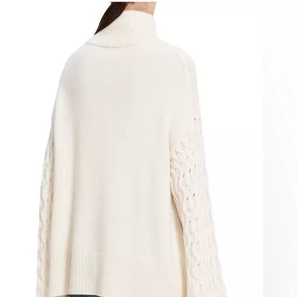 Theory 100% Cashmere Textured Sleeve Turtleneck Sweater – Ivory, Women’s M - Picture 2 of 10